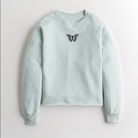 Hollister Sweaters - Mint Embroidered Boyfriend Sweatshirt